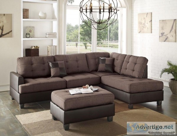 Sectional Sofa Pillows Reversible Chaise Ottoman Linen Fabric Ch