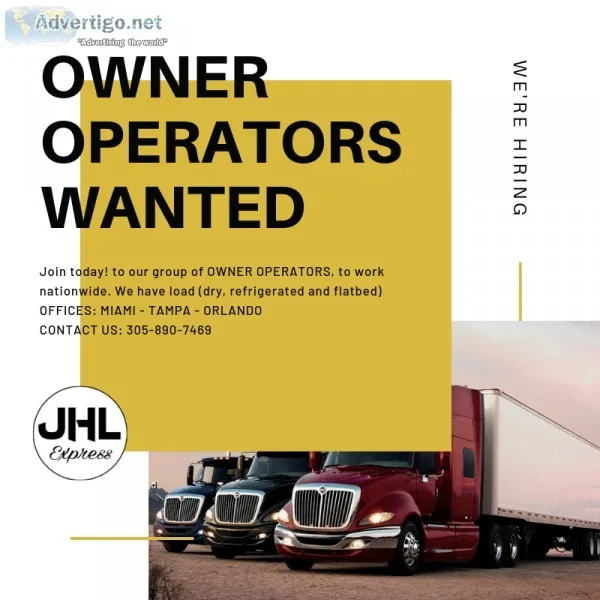 We re hiring a group of 50 (OWNER OPERATORS)