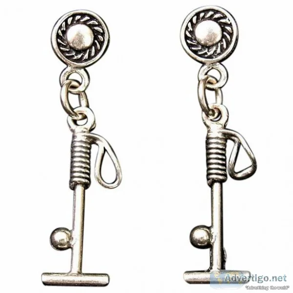 Solid Sterling Silver Polo Mallet Earring with Stud Posts For 75
