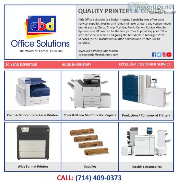 Printers and Copiers for Sale in Corona CA
