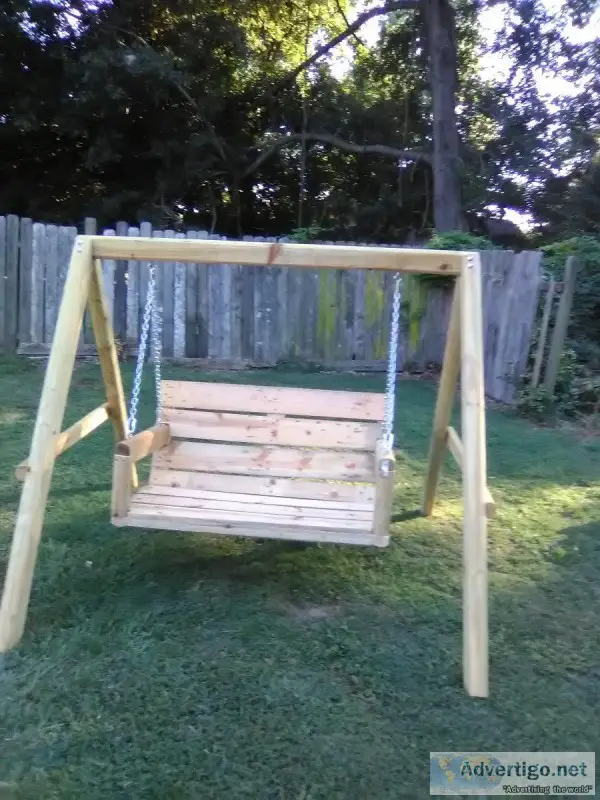 Real wooden outdoor swing