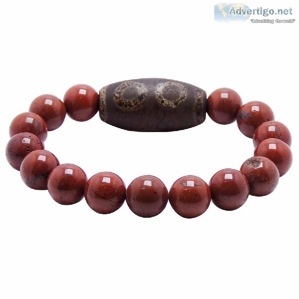Satyamani Natural Energized Red Jasper with Tibetan Bead
