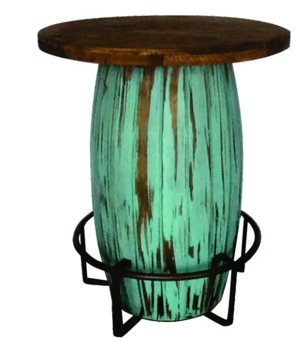 Rustic Wagon Bench Hardwood Aqua White Red Natural Dark