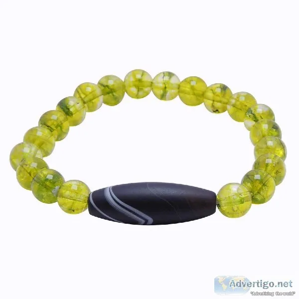 Satyamani Natural Energized Peridot with Tibetan Bead