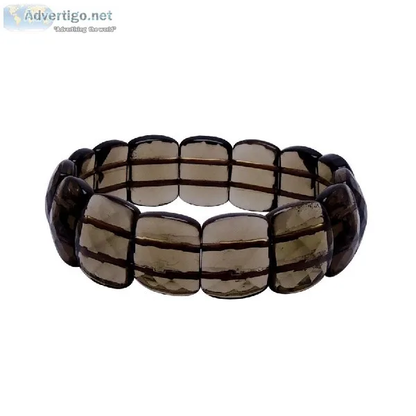 Satyamani Natural Energized Smokey Quartz Broad Faceted Bracelet