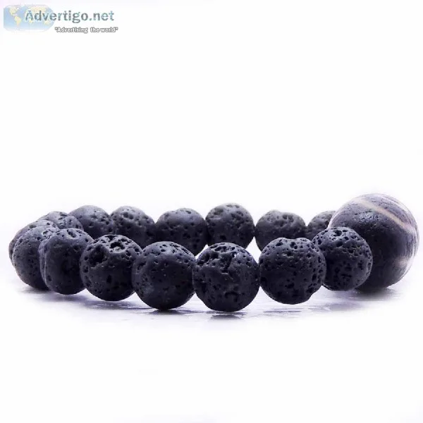Satyamani Natural Energized Lava with Tibetan Bead