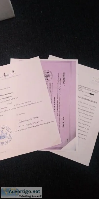 N.J DIVORCE DECREE RUSH APOSTILLE SERVICES IN MANHATTAN