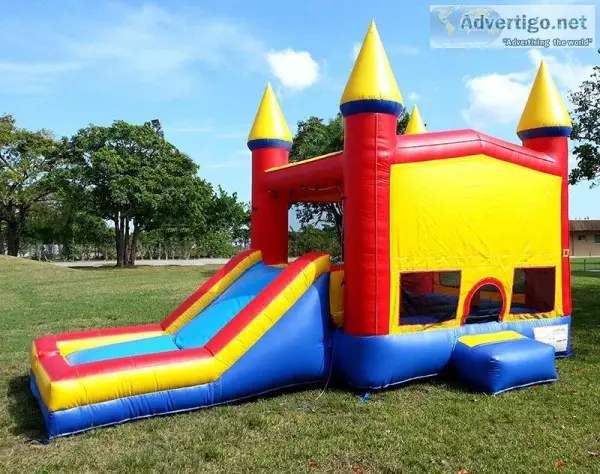 Bounce house with castle slide