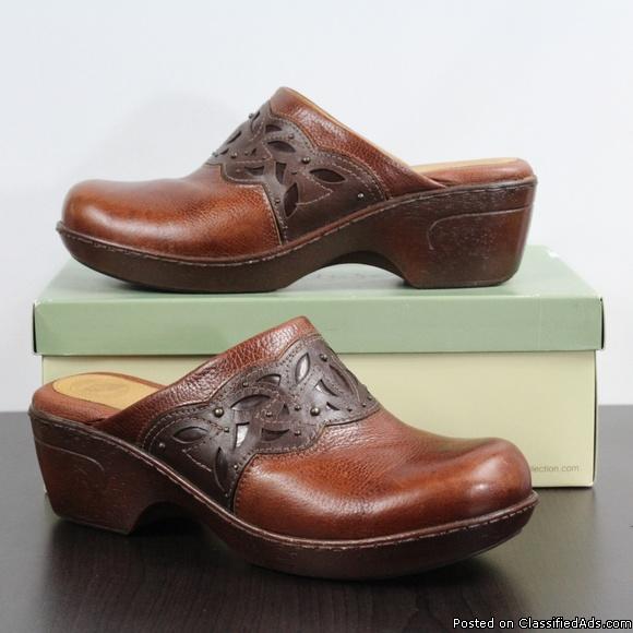 Nurture Dark Amber Leather Clog Mule