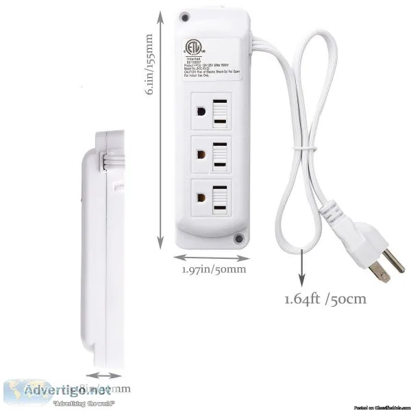 3 Outlet Small Desk Power Strip With Safety Cover