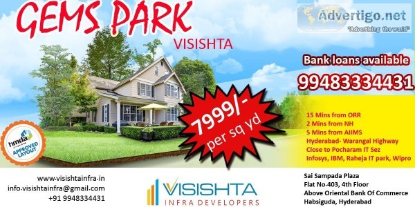 Visishta Infra Developers-Hyderabad Open Plots Sales Near Bibina