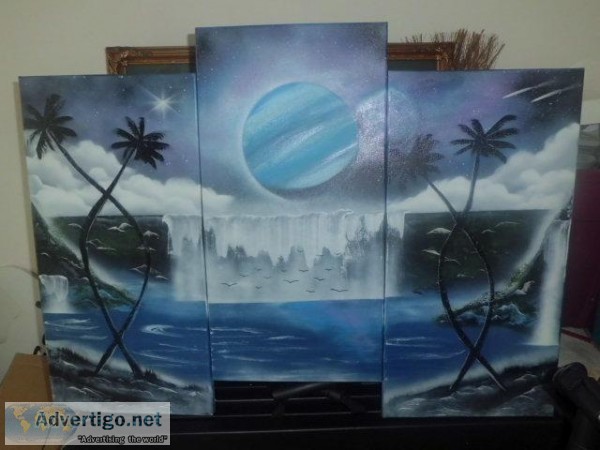 3 Panel Spray Paint Art