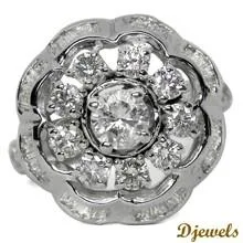 Solitaire Diamond Engagement Ring in Flower Shape