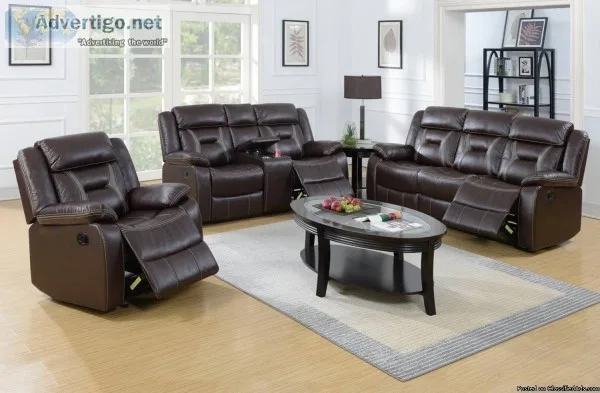 &quotWHOLESALE&quot  Dark Brown Reclining Sofa Set 3pc
