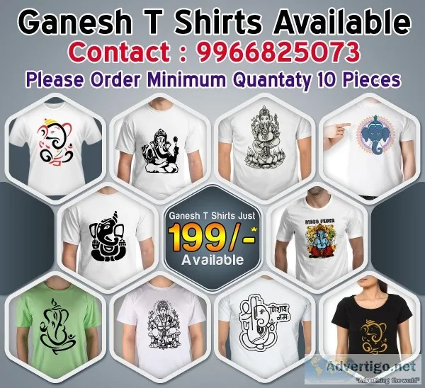 Only 100 Rs  Best Quality Ganesh Chaturthi T-Shirts Printing in 