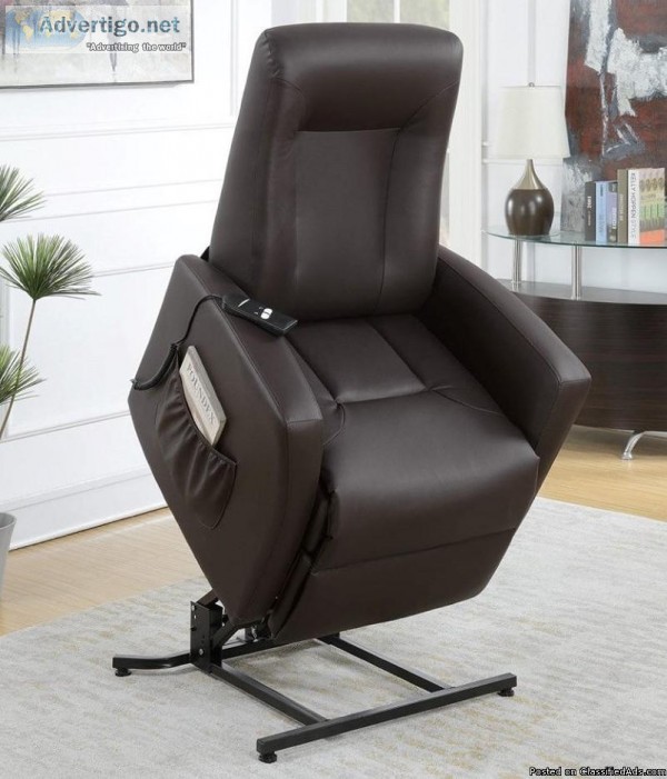 &quotWHOLESALE"  Espresso Leather Power Lift Recliner Chair