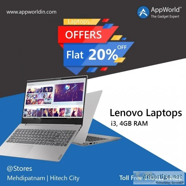 Flat 20% OFF on Lenovo laptop AppWorld