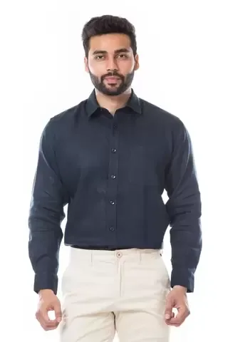Sky Blue Color Linen Men s Shirt