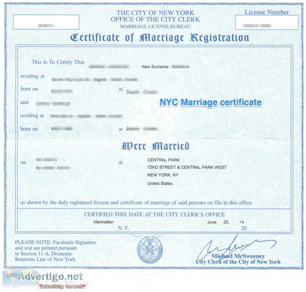APOSTILLED U.S. MARRIAGE CERTIFICATE SPANISH TRANSLATIONS