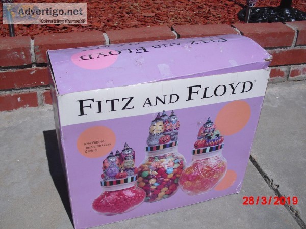 Fitz and Floyd Kitty Witches Decorative Glass Canister