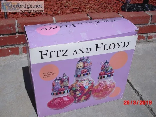 Fitz and Floyd Kitty Witches Decorative Glass Canister