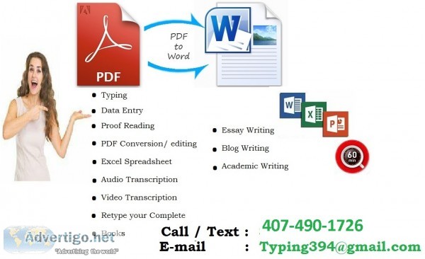 Typing,  pdf conversion,  paystubs,  statement