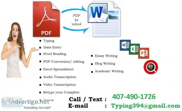 Typing,  pdf conversion,  paystubs,  statement