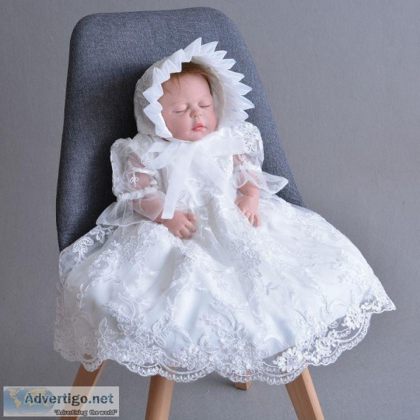 Rose - Baptism Dress and Cap for Girls