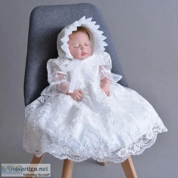 Rose - Baptism Dress and Cap for Girls