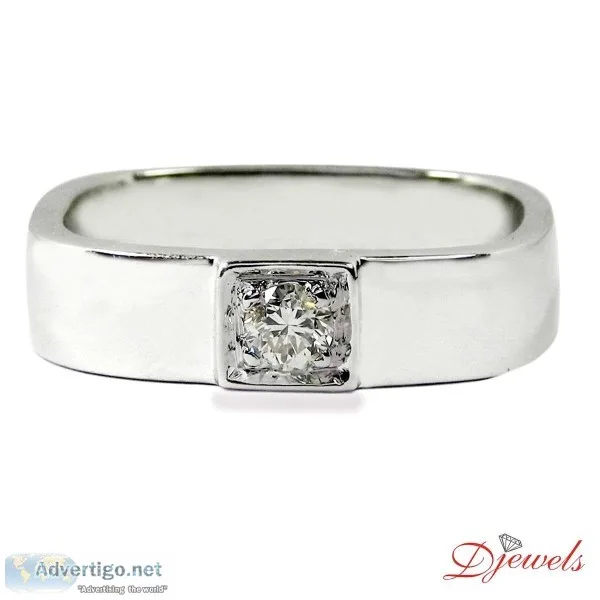 Band Shape Solitaire Diamond Engagement Ring