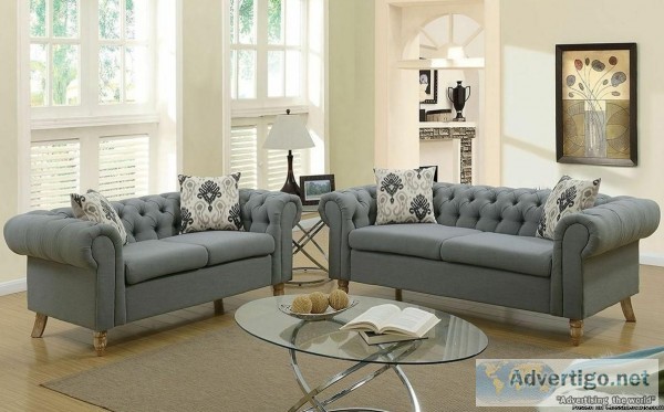 &quotWHOLESALE"  Ash Black Plush Polyfiber Loveseat Sofa Set