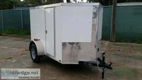 5 x 8 White Enclosed Cargo Trailer WV-nose - 13948