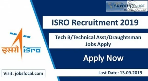 ISRO Recruitment 2019 -20 (86) Tech BTechnical AsstDraughtsman J