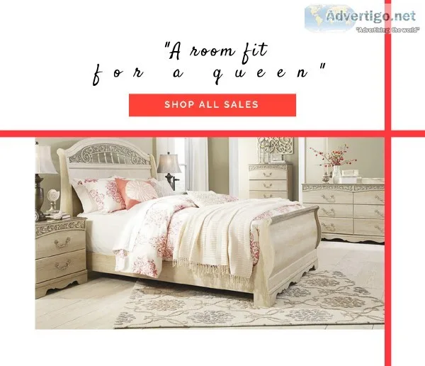 Catalina Antique White Queen Sleigh Bed