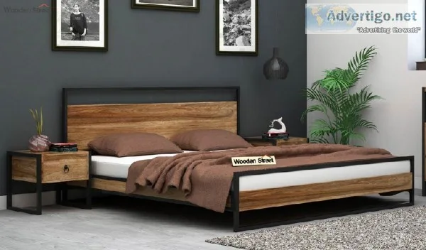 Buy queen size beds online upto 55% off at Wooden Street