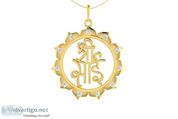 Auspicious Shri Sai Pendant in Gold studded with diamonds
