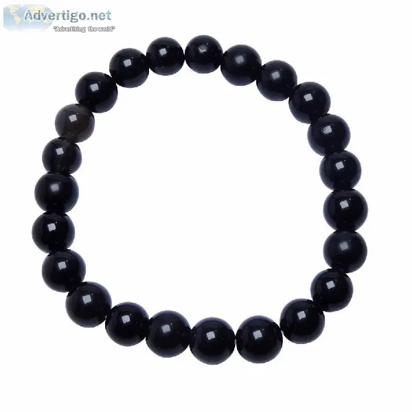 Satyamani Natural Energized Rare Tranulant Black Obsidiant 8 mm 