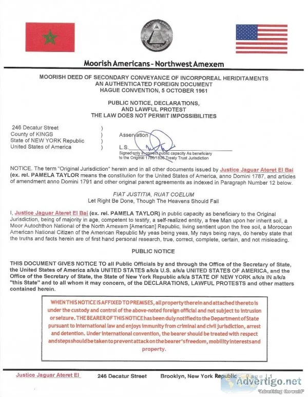 246 Decatur Street Brooklyn NY PUBLIC NOTICE 1 of 3 ex. rel.  PA