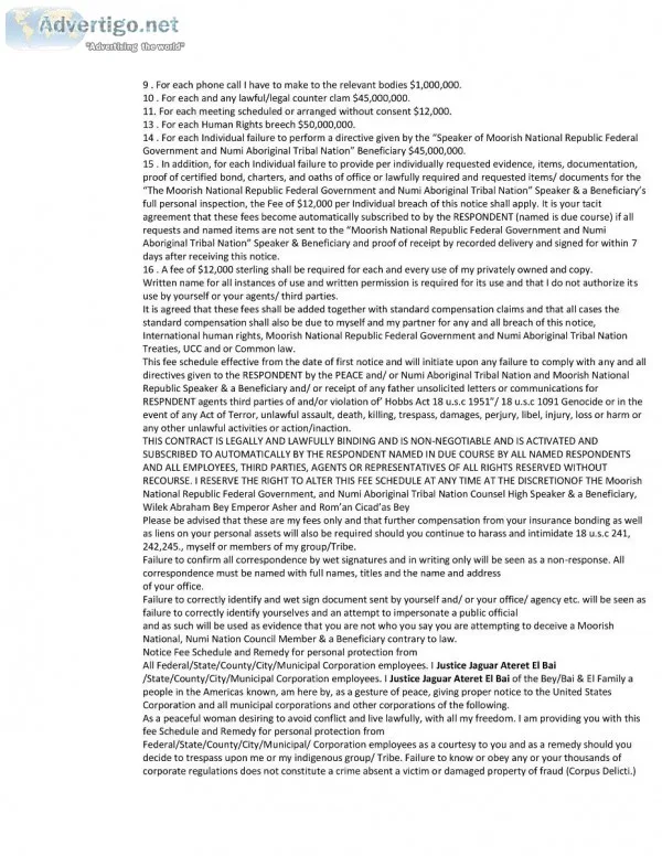 Pt II NOTICE of FEE SCHEDULE ex rel PAMELA TAYLOREMANI PAMELA TA