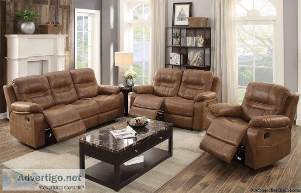 &quotWHOLESALE"  Dark Brown Leatherette Reclining Sofa Set 3