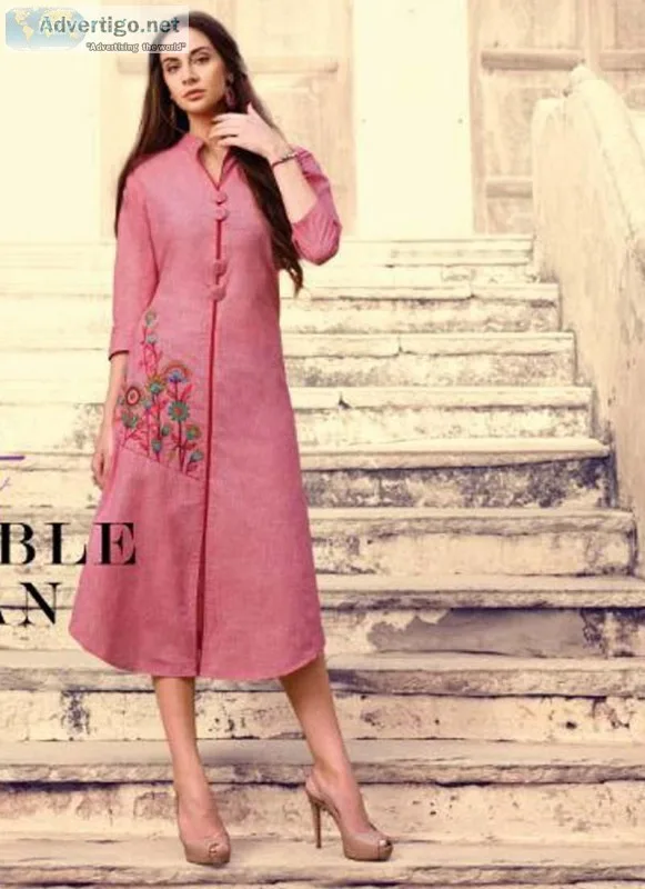 Light Pink Weaving Checks Kurti Stop2-1081