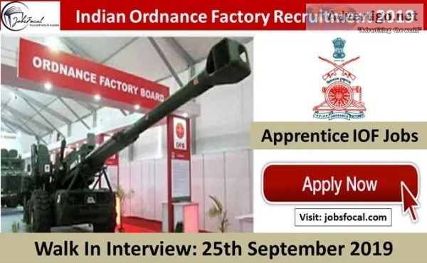 Indian Ordnance Factory Recruitment 2019 &ndash20 (86 Apprentice