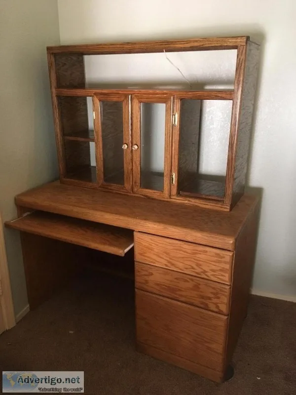 Computer desk and top shelf