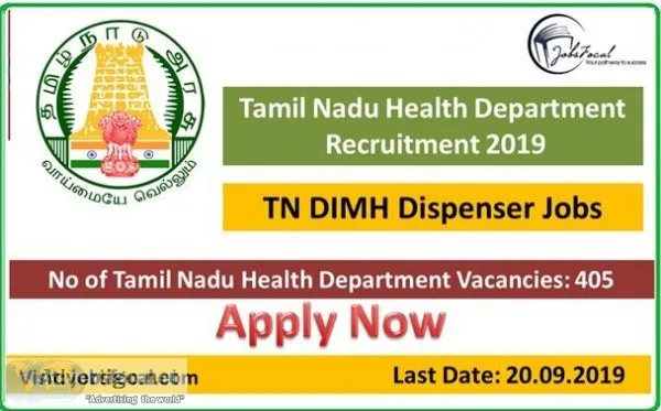 Tamil Nadu Health Department Recruitment 2019 -20 (405) TN DIMH 