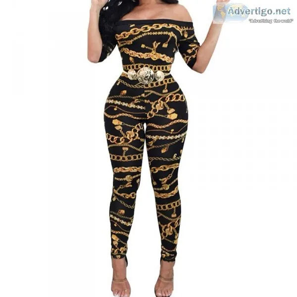 Off Shoulder Short Sleeve Pant Jumpsuits