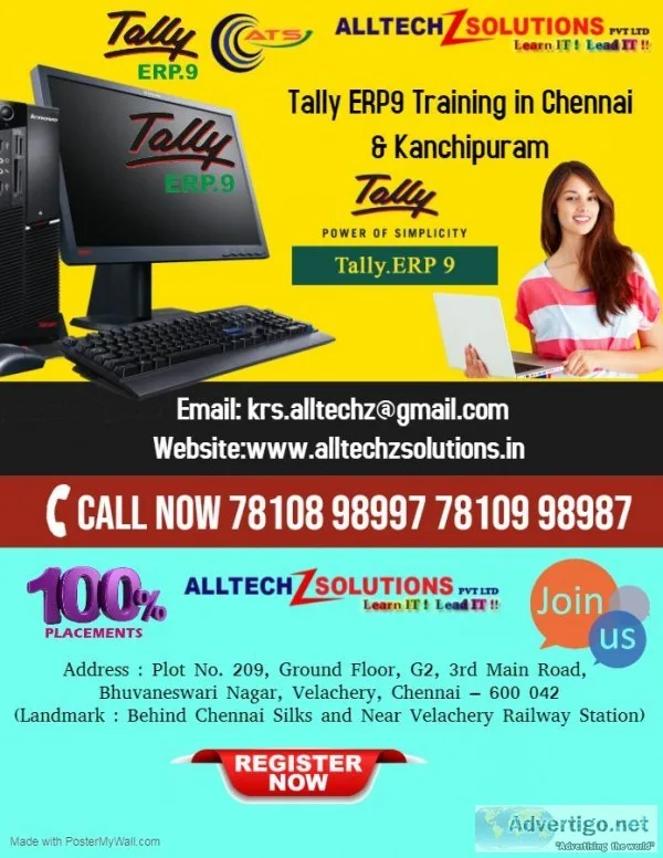 Tally ERP9 Training in Chennai  Taramani