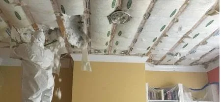 Upstairs bathroom flooded leaking through ceiling