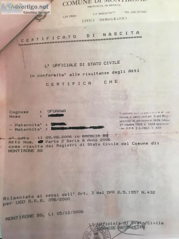 USCIS CERTIFIED ITALIAN BIRTH CERTIFICATE TRANSLATIONS