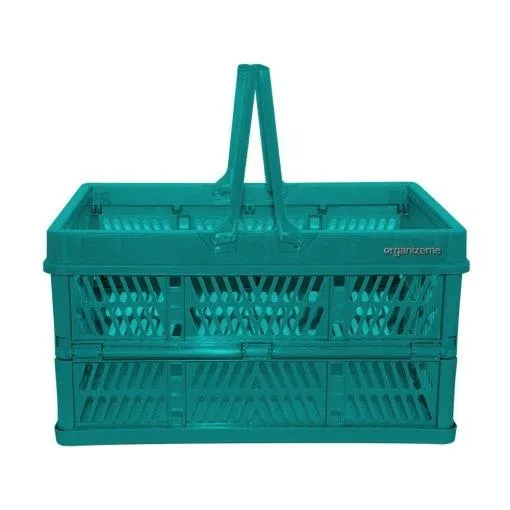 Teal Collapsible Storage Bins - Best Shopping Basket - OrganizeM