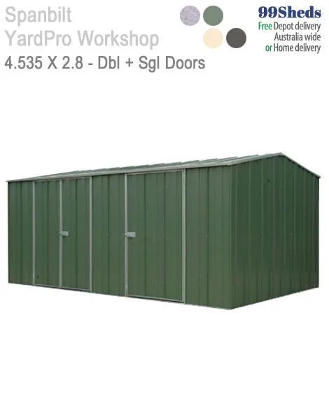 Shop for YardPro 1510 Workshop 4.5m x 2.8m 3-Door Online